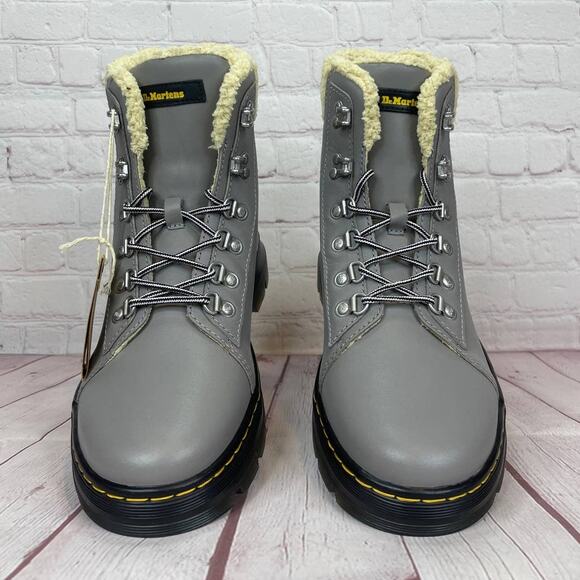 Dr. Martens Combs With Faux Fur Lined Utility Grey Boots Women’s Size 9 - Picture 6 of 12